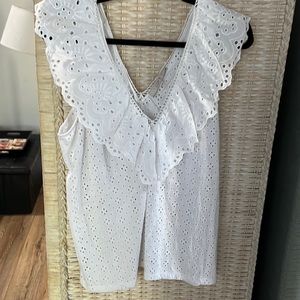 Loft lacy ruffled blouse size L